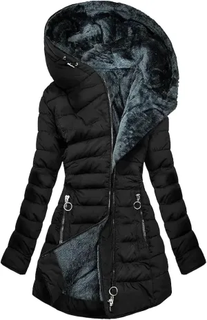 Lastesso Women's Winter Warm Thicken Long Outwear Fall Winter Warm Wool Blend Lined Coats Pockets Coat Comfy Parka Jacket