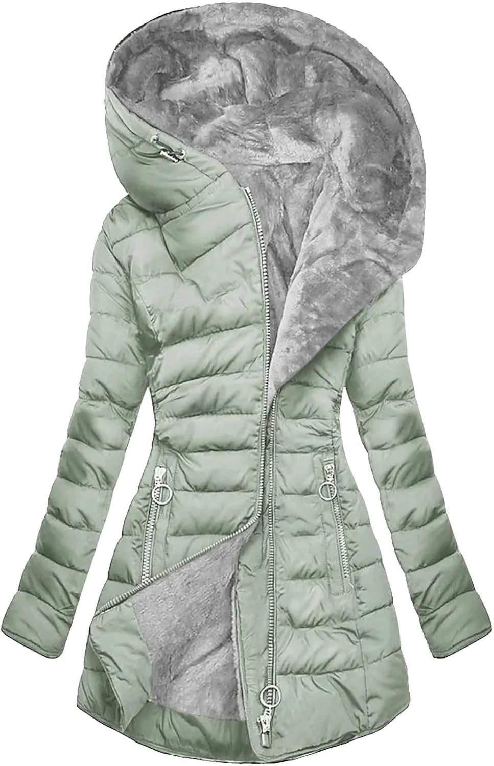 Lastesso Women's Winter Warm Thicken Long Outwear Fall Winter Warm Wool Blend Lined Coats Pockets Coat Comfy Parka Jacket