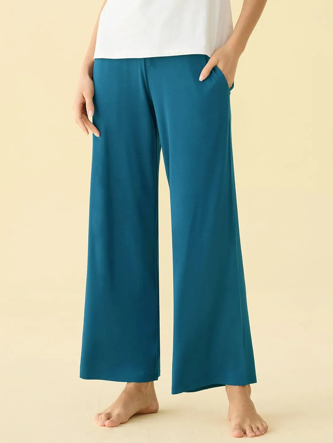 Latuza Women's Soft Viscose Wide Leg Lounge Pants Palazzo Sleep Bottoms