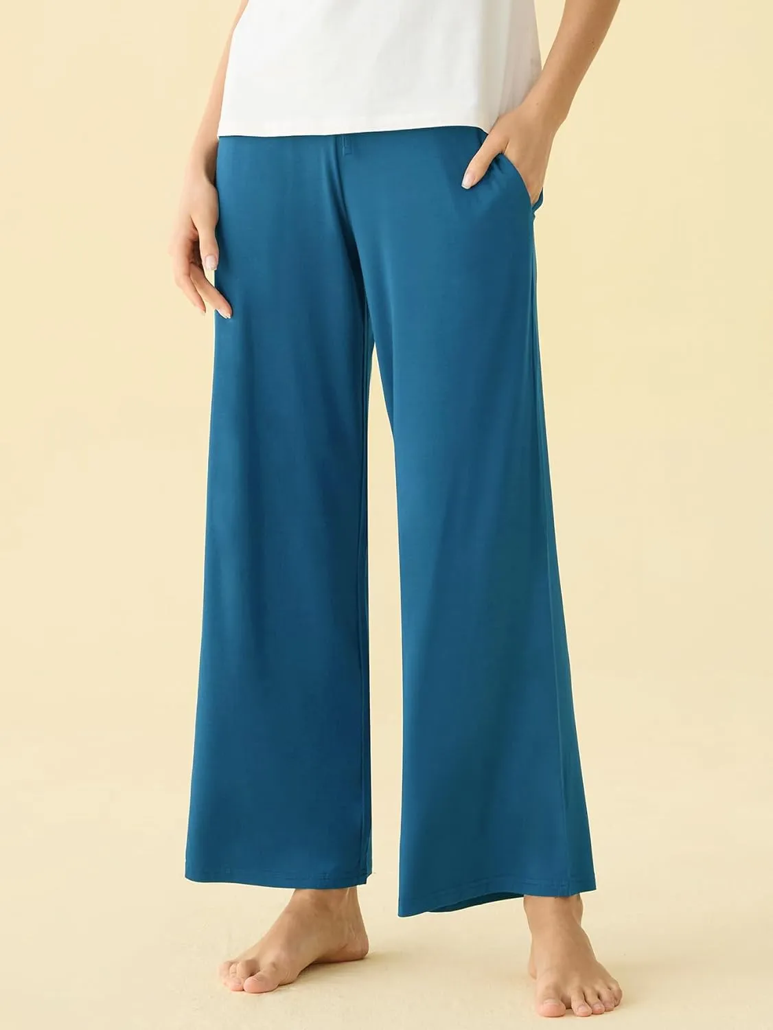 Latuza Women's Soft Viscose Wide Leg Lounge Pants Palazzo Sleep Bottoms
