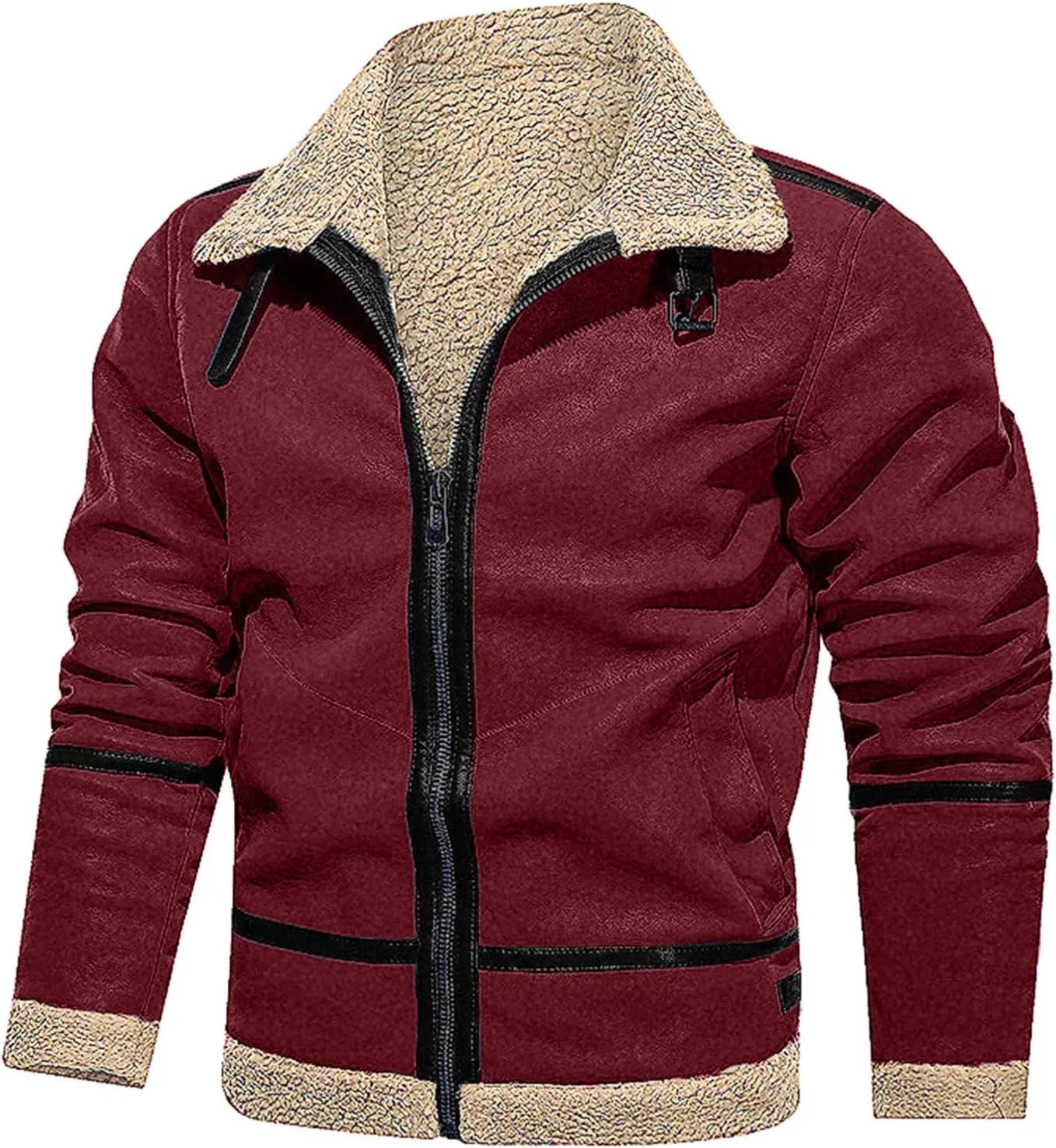 LCMTWX Men's Winter Thickened Warm Coats Solid Color Lapel Long Sleeve Coat Cardigan Plush Long Coat Mens Winter Coats