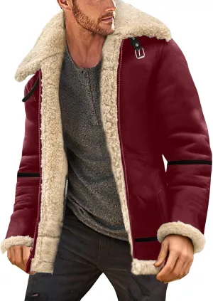 LCMTWX Men's Winter Thickened Warm Coats Solid Color Lapel Long Sleeve Coat Cardigan Plush Long Coat Mens Winter Coats