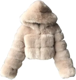 LCMTWX Women Fluffy Faux Fur Coat Women Long Jacket Faux Sleeve Short Warm Women's Coat Fluffy Short Coat Outerwear Pink