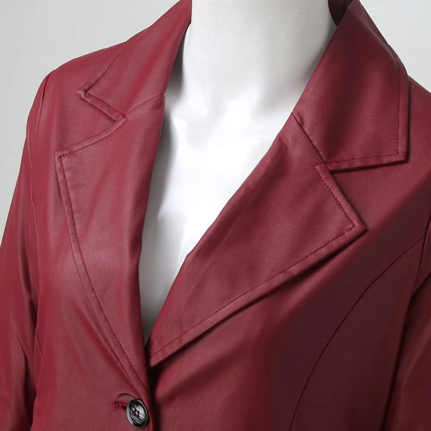 Leather Trench Coat Women's Large Size Single Breasted Pea Coat Notch Collar Long Coat 2024 Winter Jacket