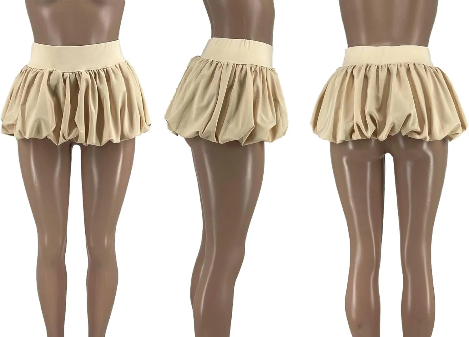 LETSVDO Women's Bubble Mini Skirt Y2k Puffy Pleated Ruffle Elastic Waist A Line Flare Balloon Cute Summer Short Skirts