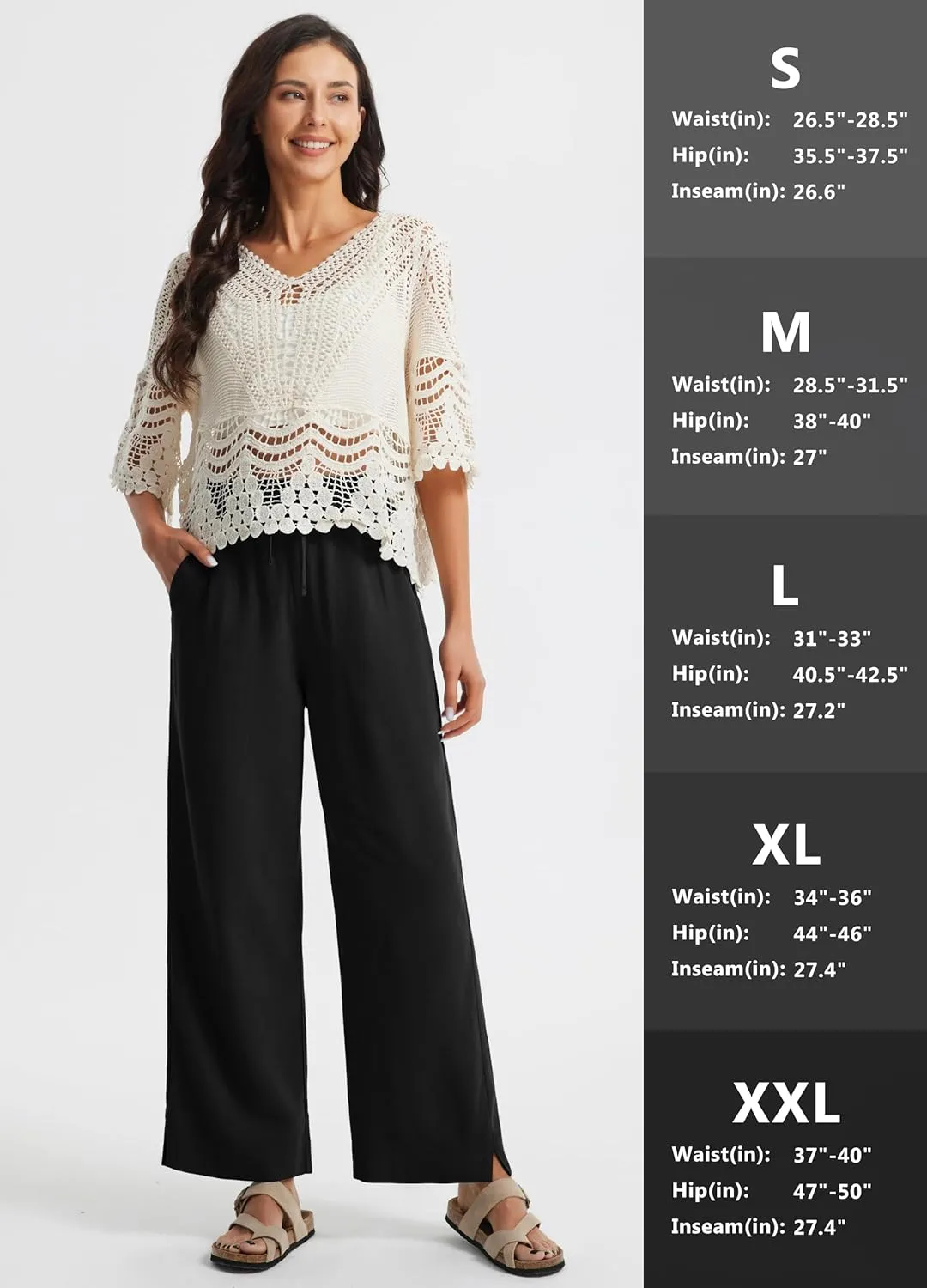 Libin Linen Pants Women Wide Leg Casual Beach Pants Cotton Linen Summer Lounge Pants Travel Work Trousers with Pockets