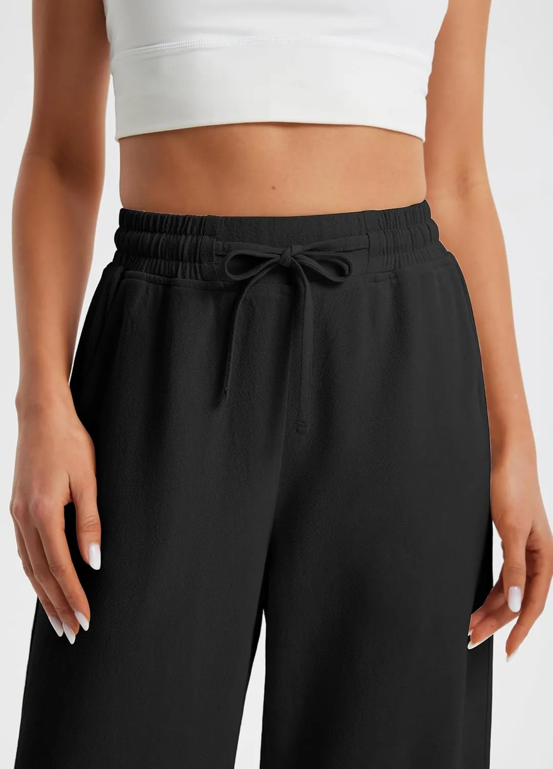 Libin Linen Pants Women Wide Leg Casual Beach Pants Cotton Linen Summer Lounge Pants Travel Work Trousers with Pockets