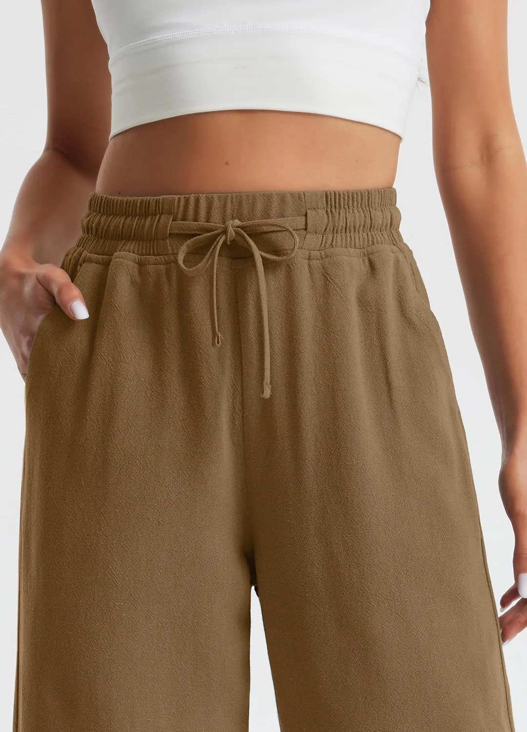 Libin Linen Pants Women Wide Leg Casual Beach Pants Cotton Linen Summer Lounge Pants Travel Work Trousers with Pockets