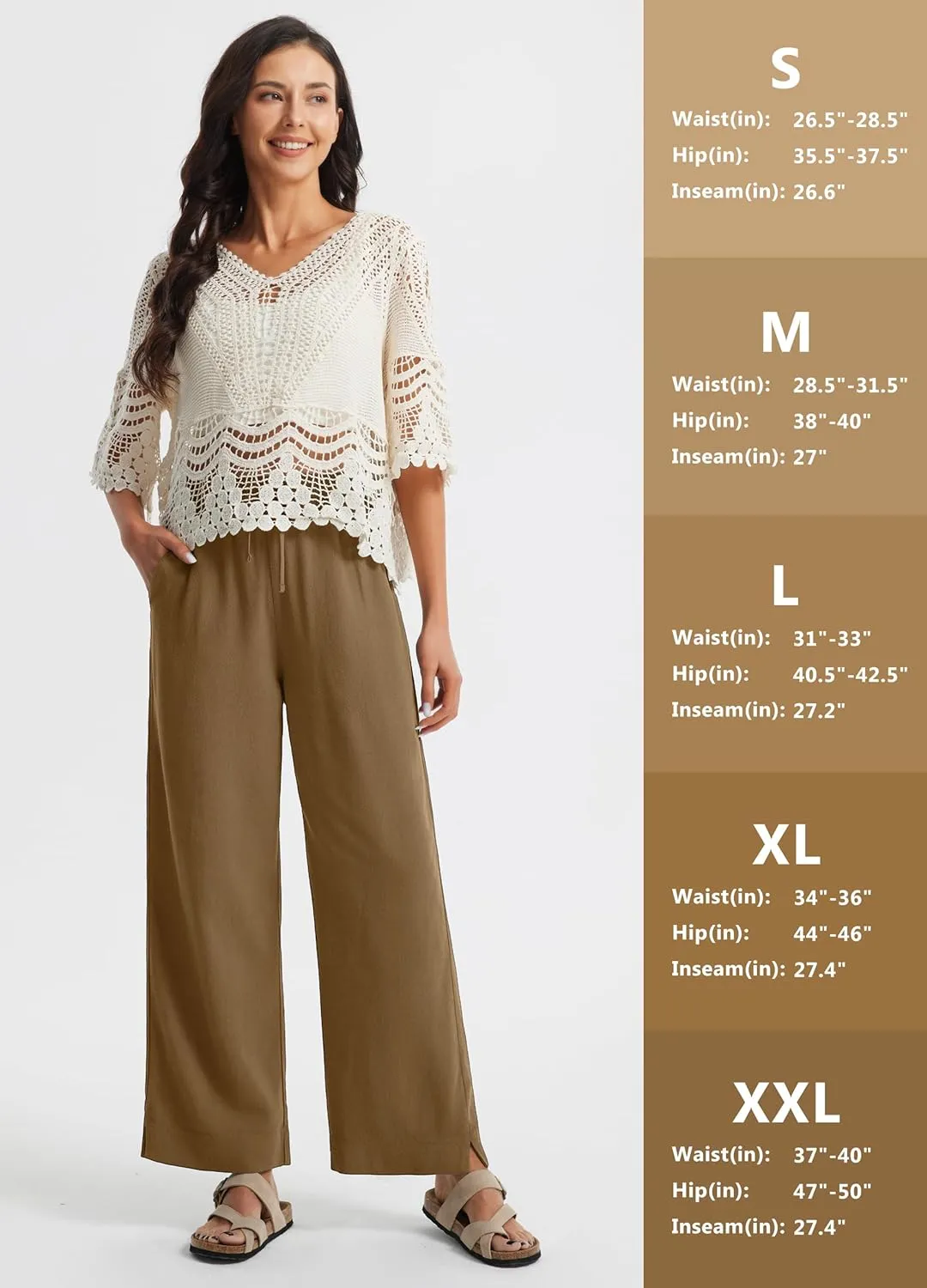 Libin Linen Pants Women Wide Leg Casual Beach Pants Cotton Linen Summer Lounge Pants Travel Work Trousers with Pockets
