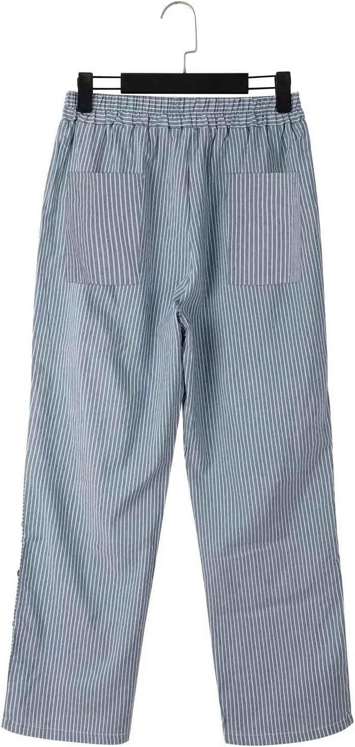 Linen Pants Women Summer Petite Striped Pants Ladies Gauze Pant Women's Pull On Trousers for Women Striped Pants