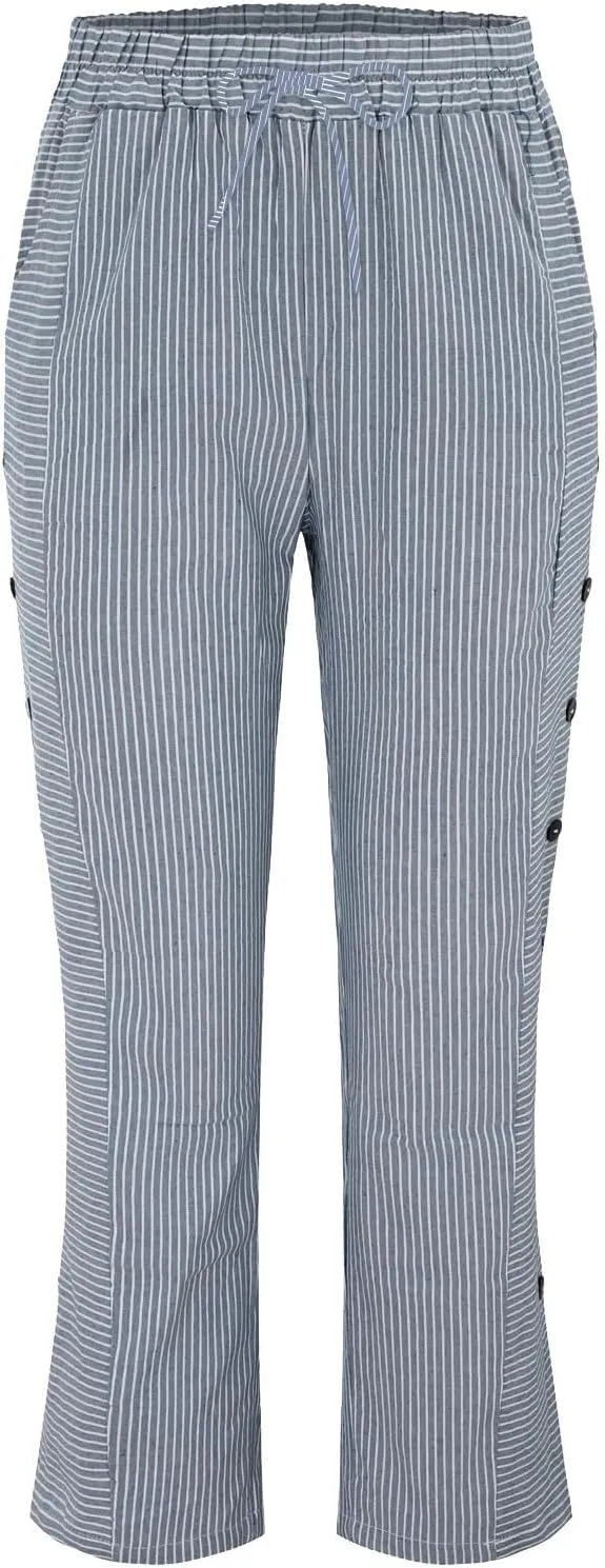 Linen Pants Women Summer Petite Striped Pants Ladies Gauze Pant Women's Pull On Trousers for Women Striped Pants