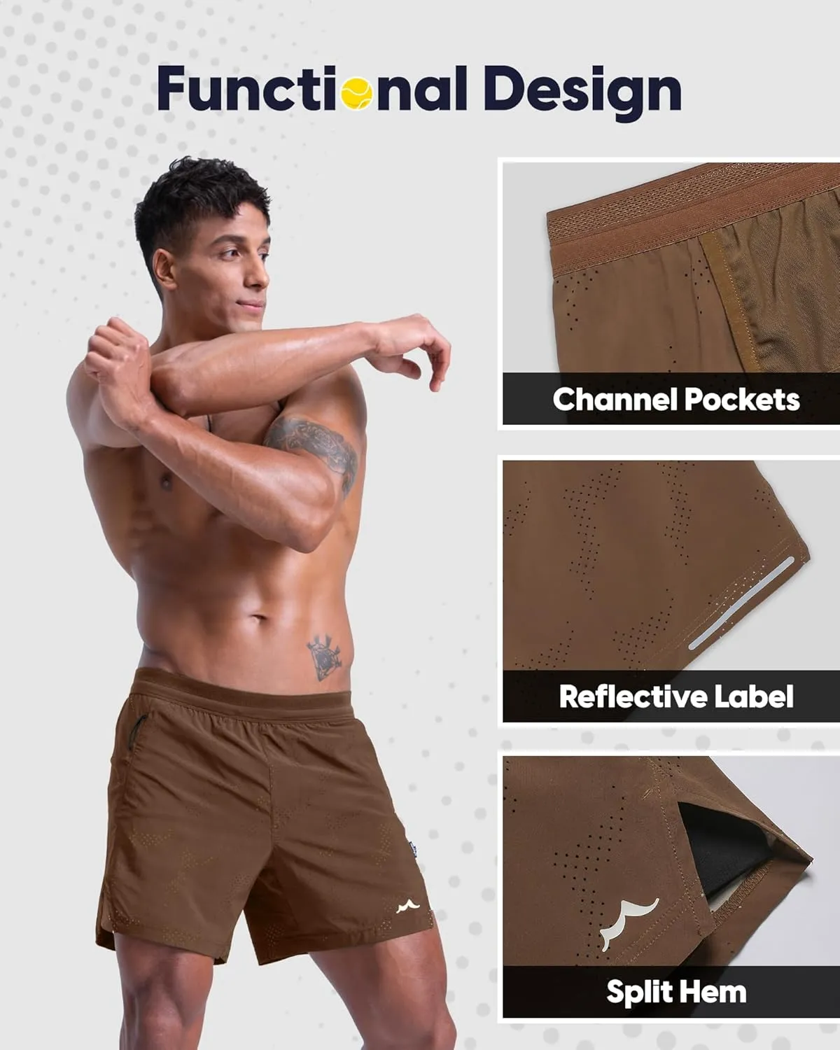 maamgic Men's 2 in 1 Gym Shorts 5 Inch Athletic Tennis Shorts Stretch Workout Running Shorts with Liner
