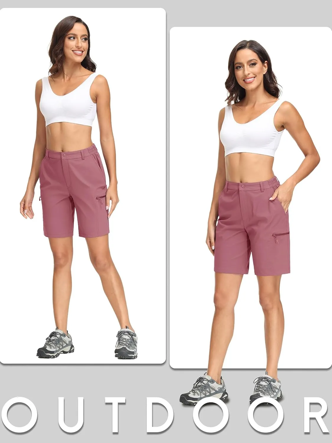MAGCOMSEN Women's Hiking Shorts Quick Dry Lightweight Golf Shorts with 4 Pockets Summer Casual Athletic Running Shorts