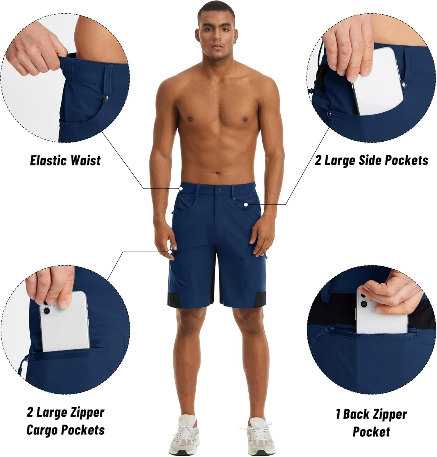 MAGNIVIT Men's Hiking Shorts Quick Dry Cargo Shorts Ripstop Tactical Water Repellent Work Shorts with Multi-Pockets