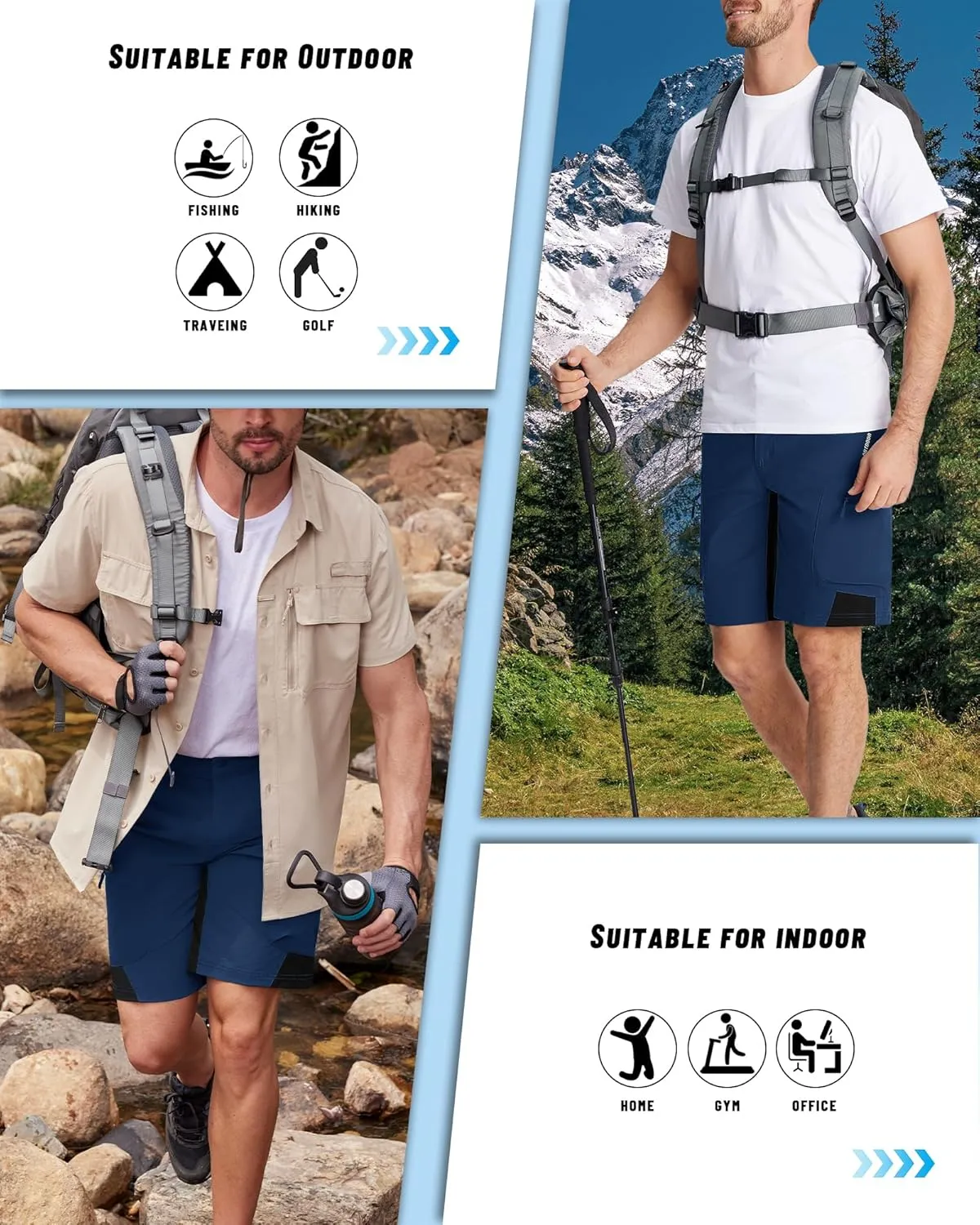 MAGNIVIT Men's Hiking Shorts Quick Dry Cargo Shorts Ripstop Tactical Water Repellent Work Shorts with Multi-Pockets