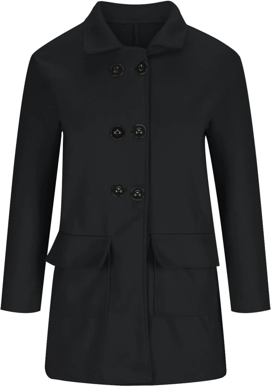 maisdgop Women's Trench Coat 2024 Winter Open Front Double Breasted Peacoats Comfy Long Sleeve Lapel Button down Windbreaker