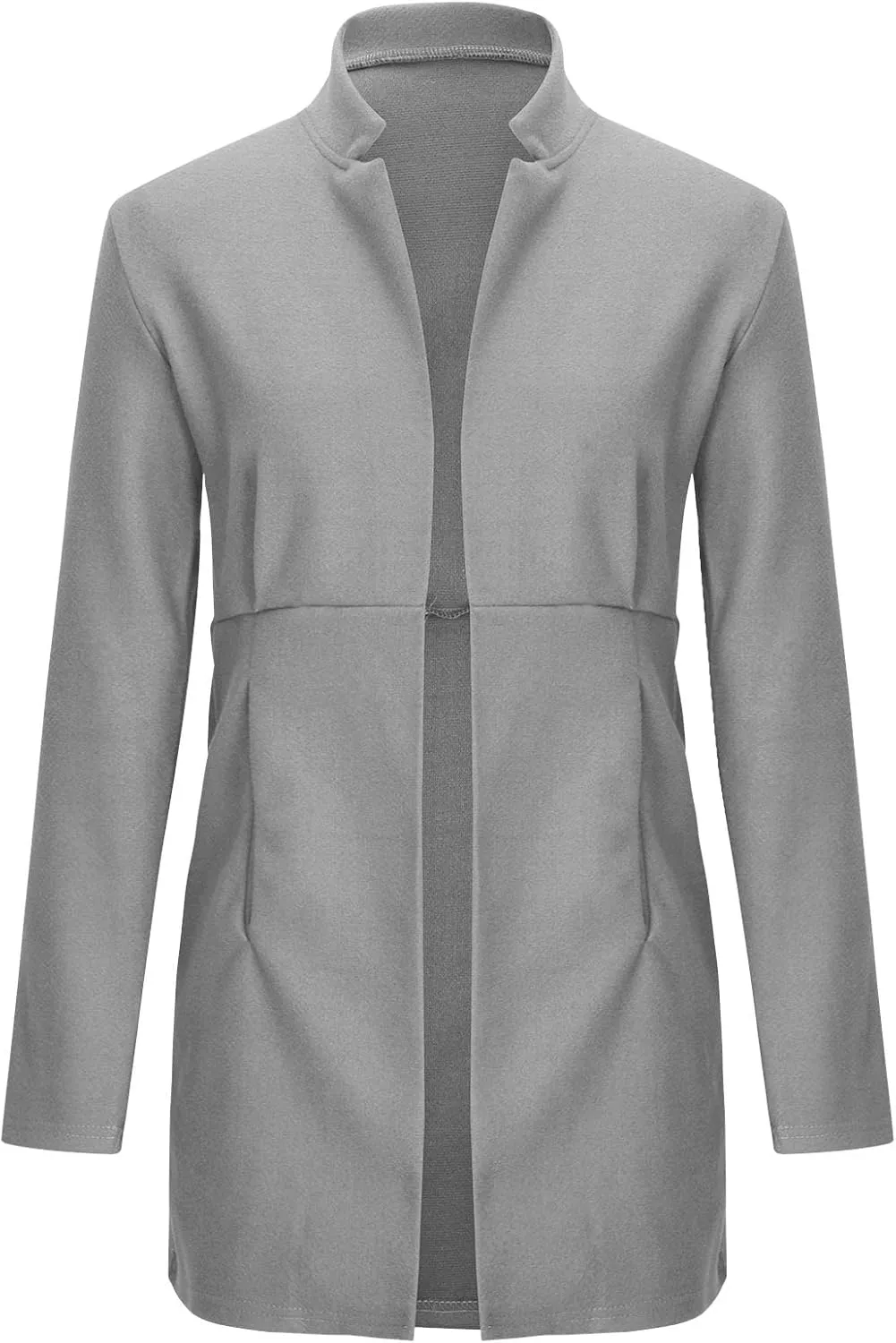 maisdgop Women's Trench Coat Open Front Long Sleeve Windbreaker Jacket Classic Belted Lapel Waterproof Overcoat with Pockets