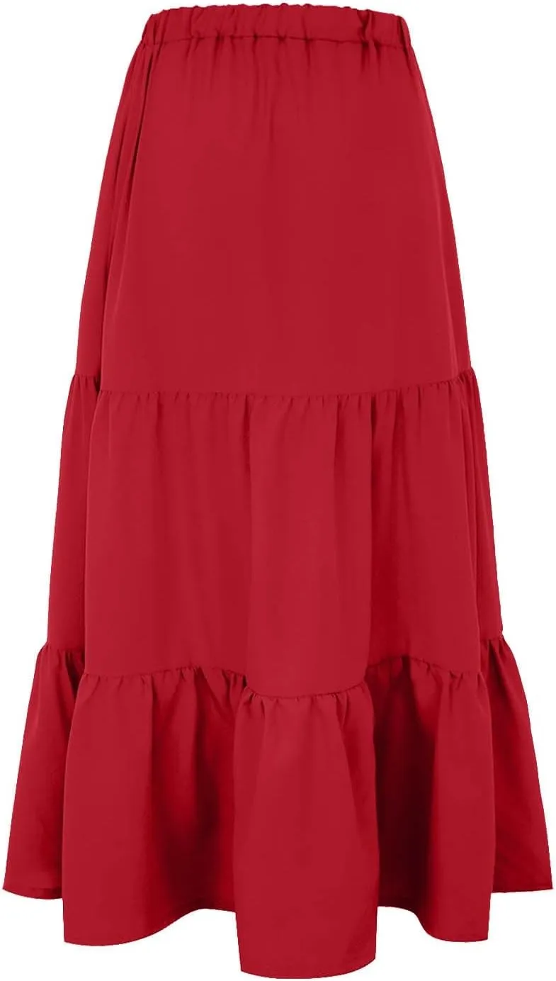 Maxi Skirts for Women Ankle Length Skirt Casual Long Skirt High Waisted Maxi Skirt Reg and Plus Size Skirt Long