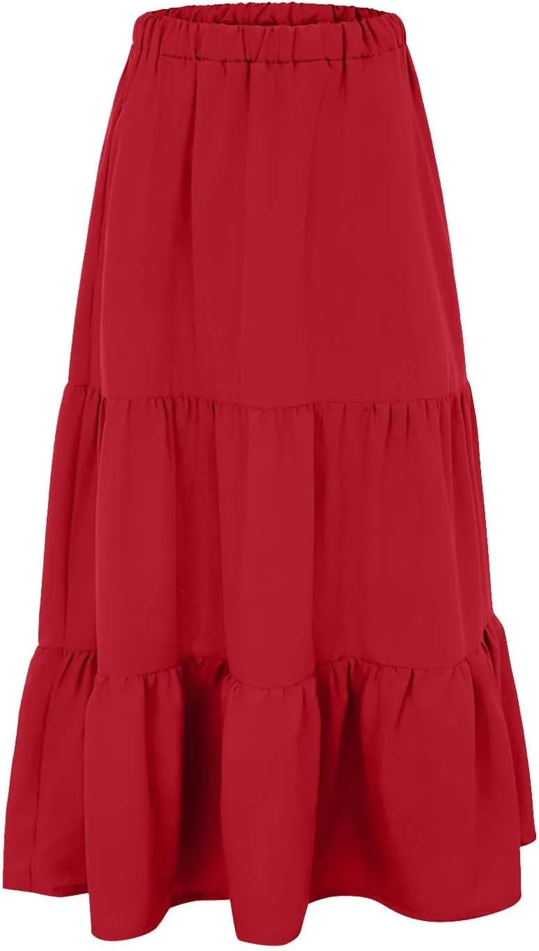 Maxi Skirts for Women Ankle Length Skirt Casual Long Skirt High Waisted Maxi Skirt Reg and Plus Size Skirt Long