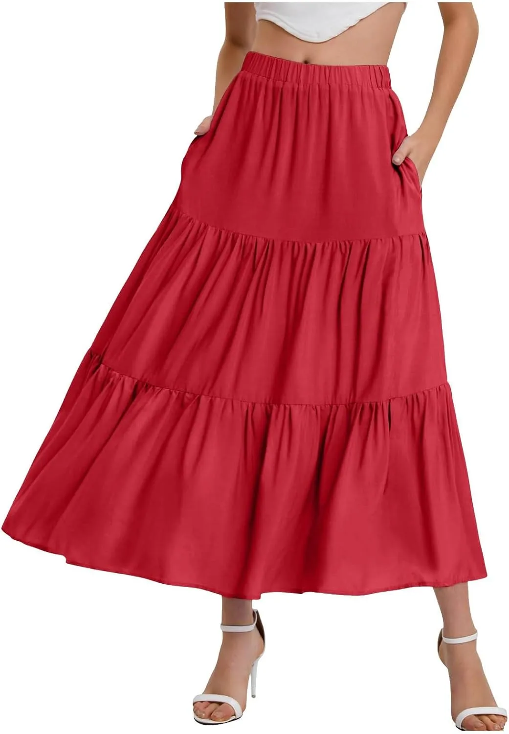Maxi Skirts for Women Ankle Length Skirt Casual Long Skirt High Waisted Maxi Skirt Reg and Plus Size Skirt Long