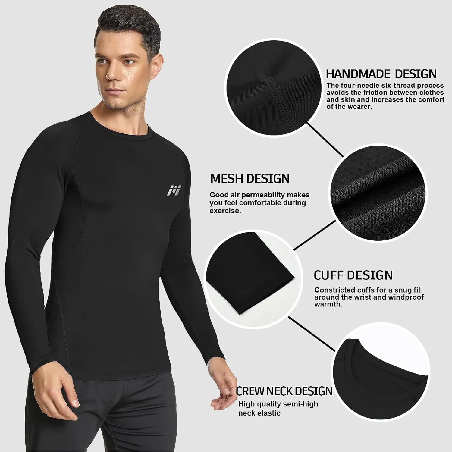 MEETWEE Compression Shirt Men, Long Short Sleeve Athletic Workout Shirt Base Layer Undershirt for Sport Running Fitness