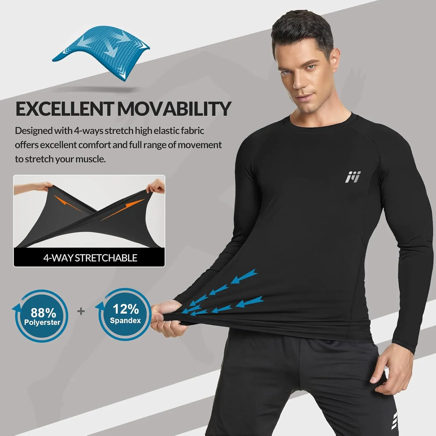 MEETWEE Compression Shirt Men, Long Short Sleeve Athletic Workout Shirt Base Layer Undershirt for Sport Running Fitness