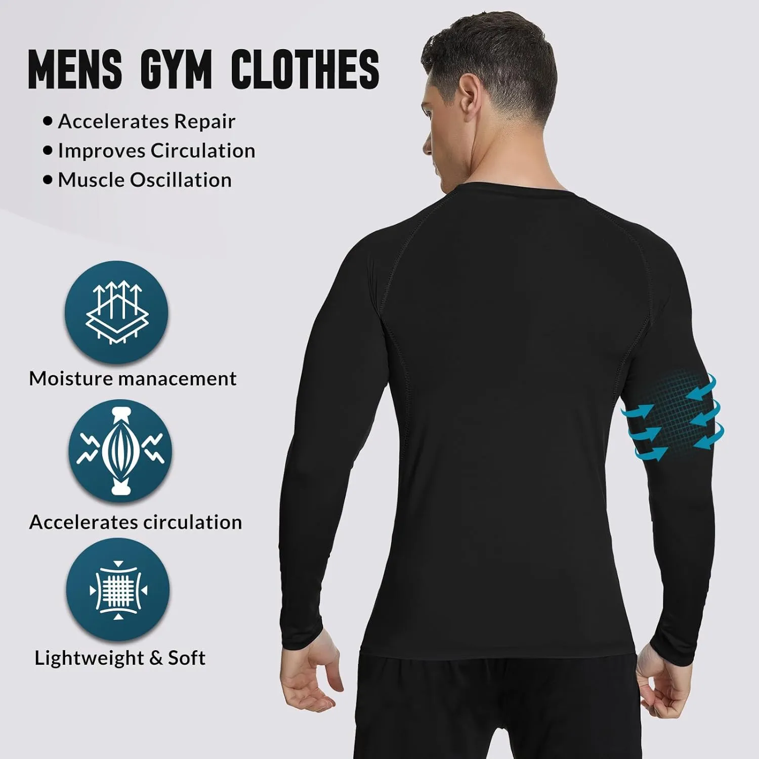 MEETWEE Compression Shirt Men, Long Short Sleeve Athletic Workout Shirt Base Layer Undershirt for Sport Running Fitness