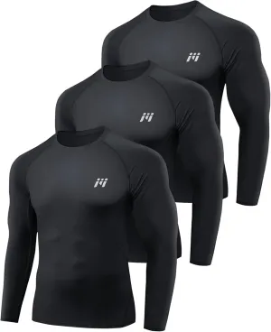 MEETWEE Compression Shirt Men, Long Short Sleeve Athletic Workout Shirt Base Layer Undershirt for Sport Running Fitness