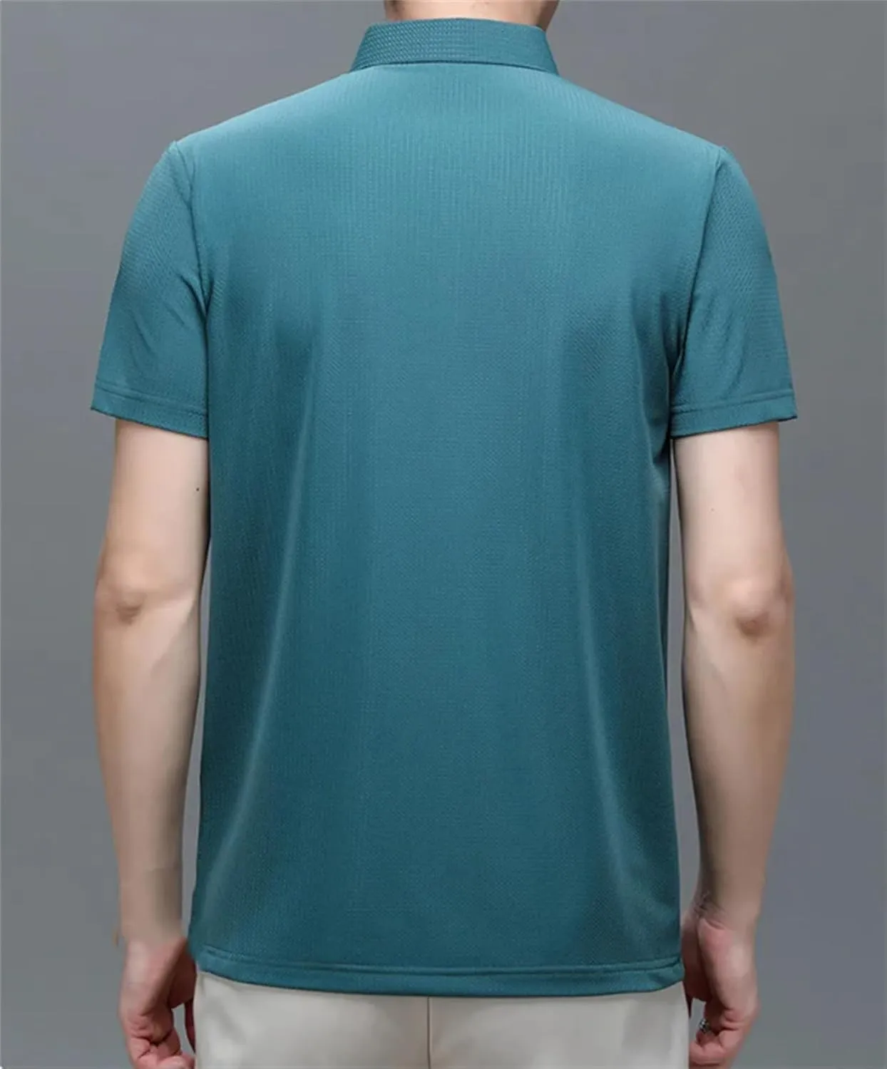 Men Summer Striped Polo Shirt Classic Fit Casual Short Sleeve Elasticity Quick-Dry Golf Shirt Tops