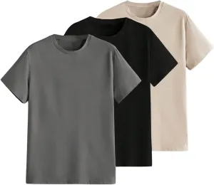 Men's 3 Pack Casual Short Sleeve T-Shirt Solid Crew Neck Quick Dry Basic Tee Shirt