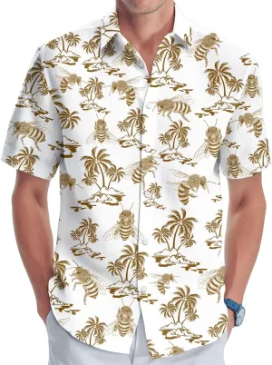 Men's Casual Hawaiian Shirt, Tropical Print Button Down Shirt for Men, Summer Short Sleeve, Gifts for Birthday