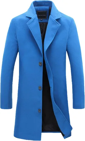 Men's Casual Jackets Winter Fashion Long Sleeve Lapel Trench Coats Single Breasted Warm Business Work Overcoat