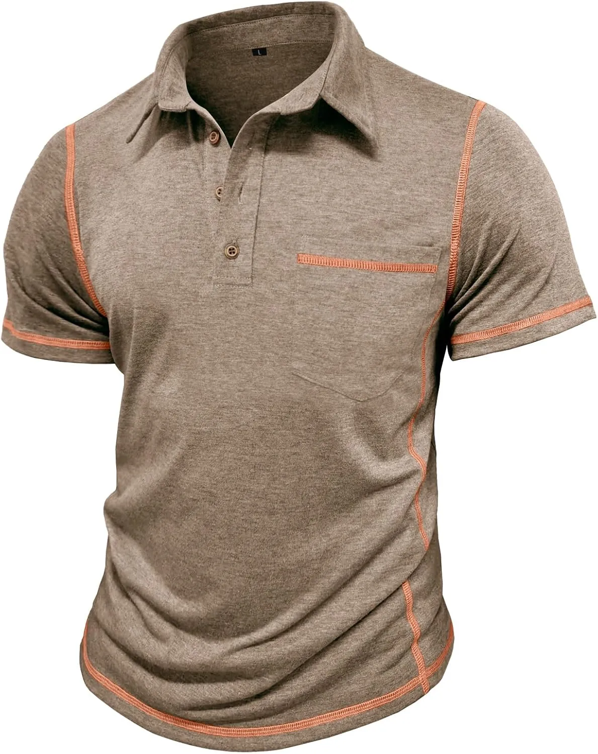 Men's Casual Polo Shirts Classic Short Sleeve Lightweight Basic Button Cotton T-Shirt Golf Tee Tops with Pocket