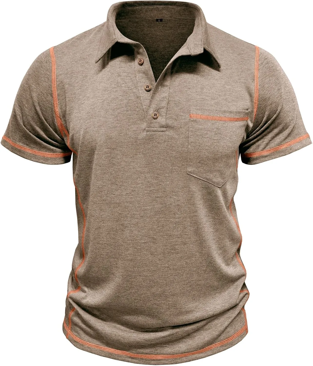 Men's Casual Polo Shirts Classic Short Sleeve Lightweight Basic Button Cotton T-Shirt Golf Tee Tops with Pocket