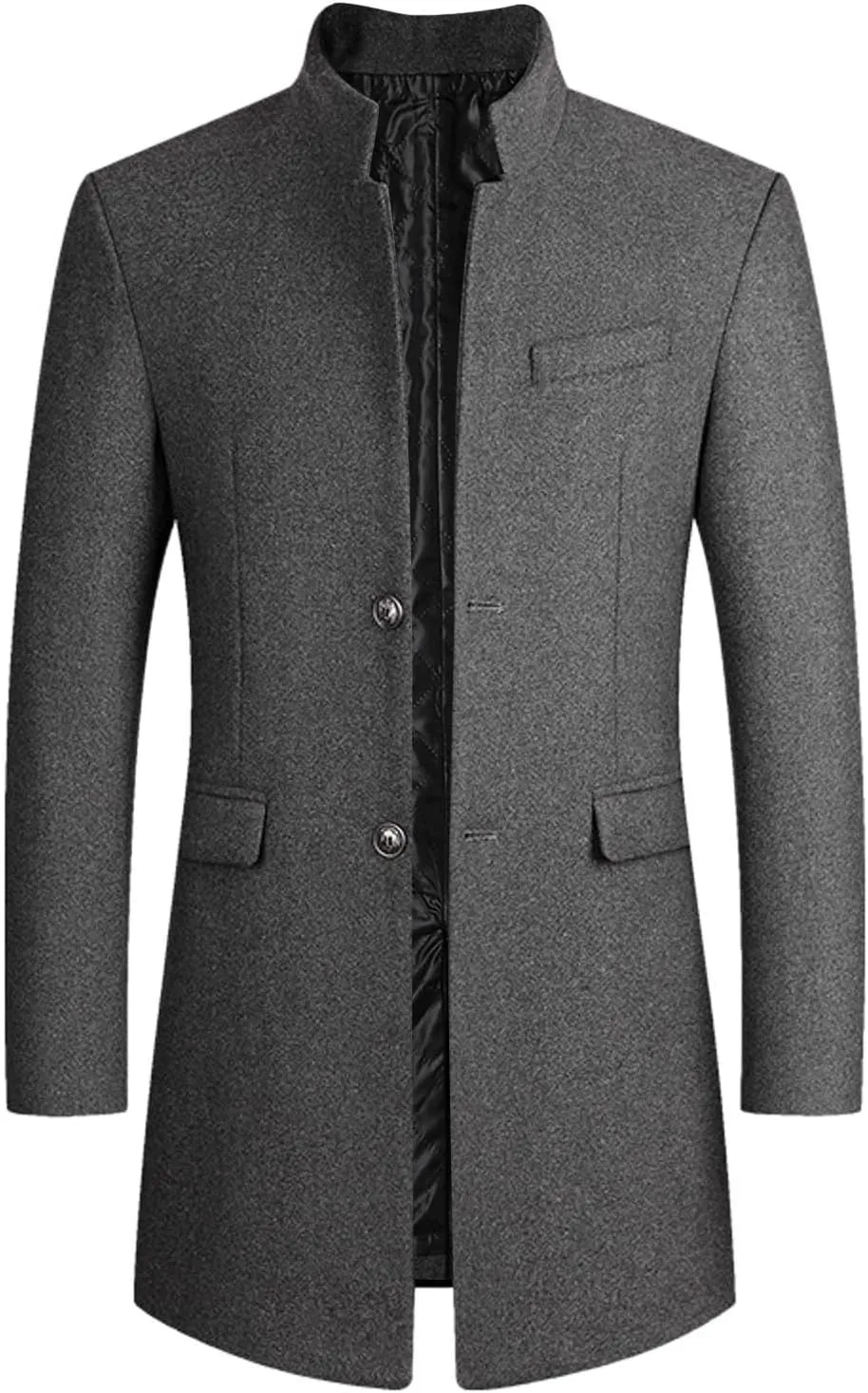 mens coat Prom Jacket Suit Solid Color Long Sleeved Stand-collar Trench Fit Long Trench Coat Casual Blend Trench