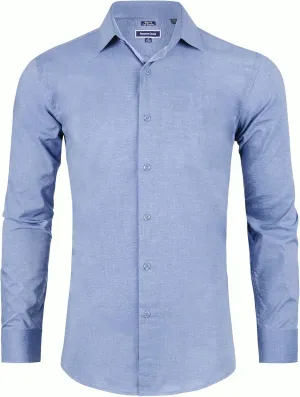 Men's Dress Shirt Long Sleeve Stretch Wrinkle-Resistant Formal Shirt Business Casual Heather Button Down Shirts