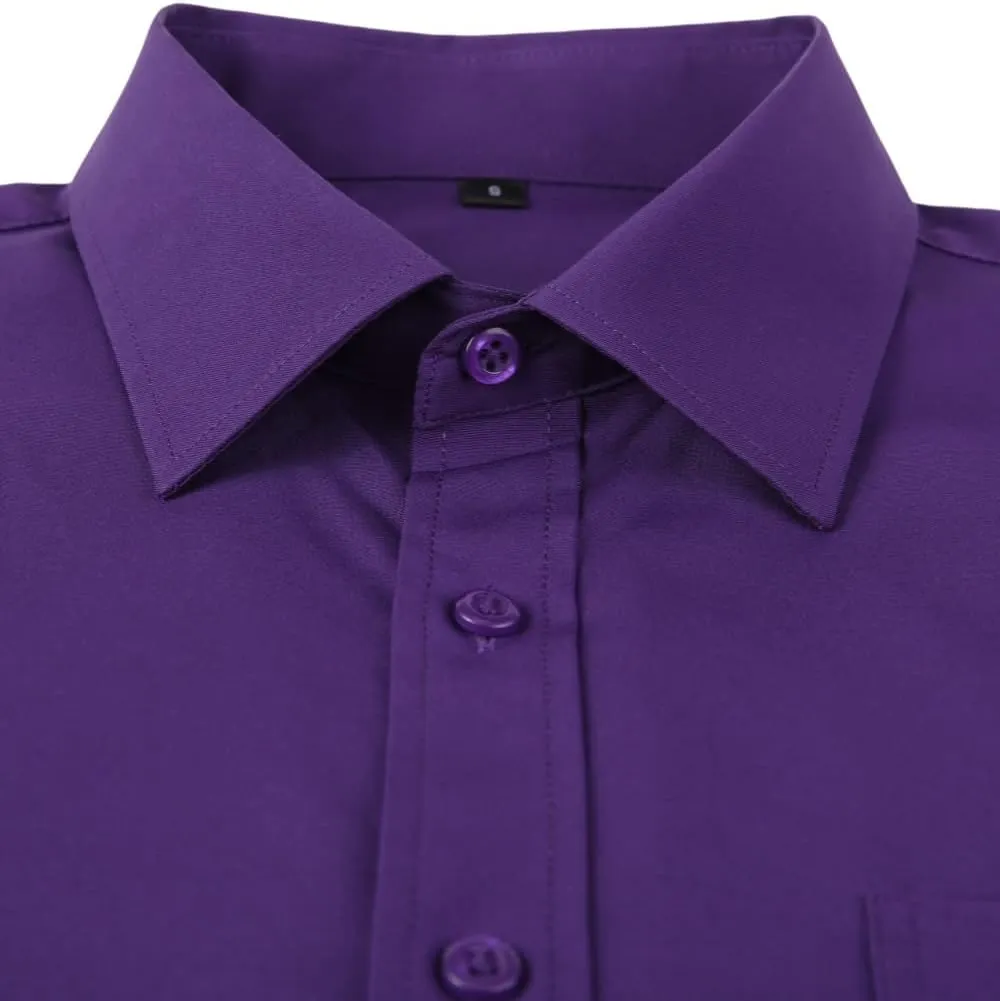 Men's Dress Shirts Long Sleeve Button Down Shirt Business Formal Stretch Shirt Regular Fit with Pockets