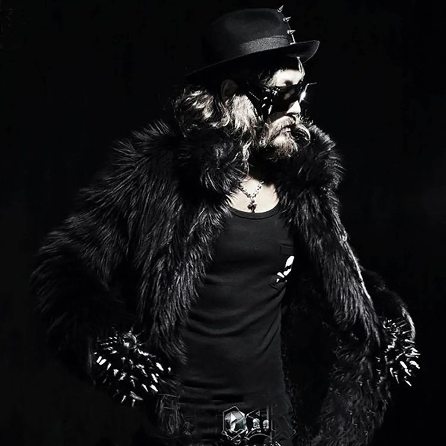 Men's Faux Fur Coats, Open Front Plus Size Thicken Warm Winter Overcoat, Luxury Fluffy Long Jackets Cardigan