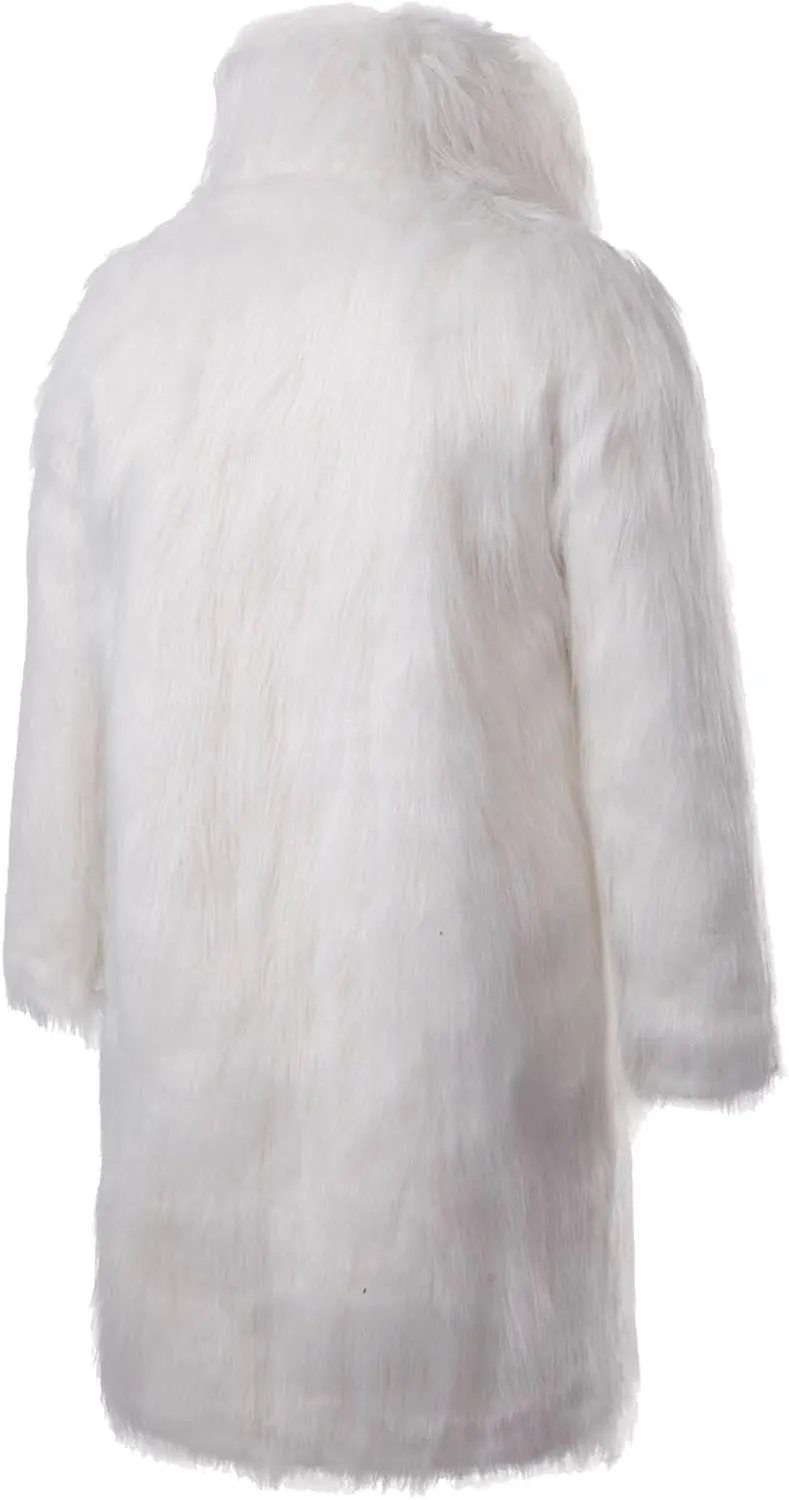 Men's Faux Fur Coats, Open Front Plus Size Thicken Warm Winter Overcoat, Luxury Fluffy Long Jackets Cardigan