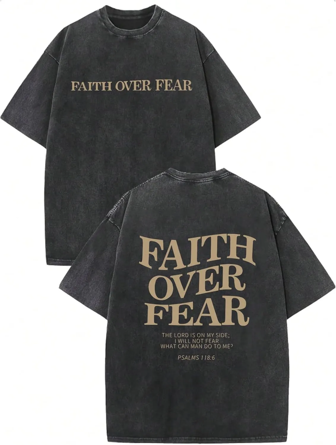 Men's Graphic Tee Shirt Oversized Drop Shoulder Vintage T-Shirt Letter Print Streetwear Casual Summer Tops