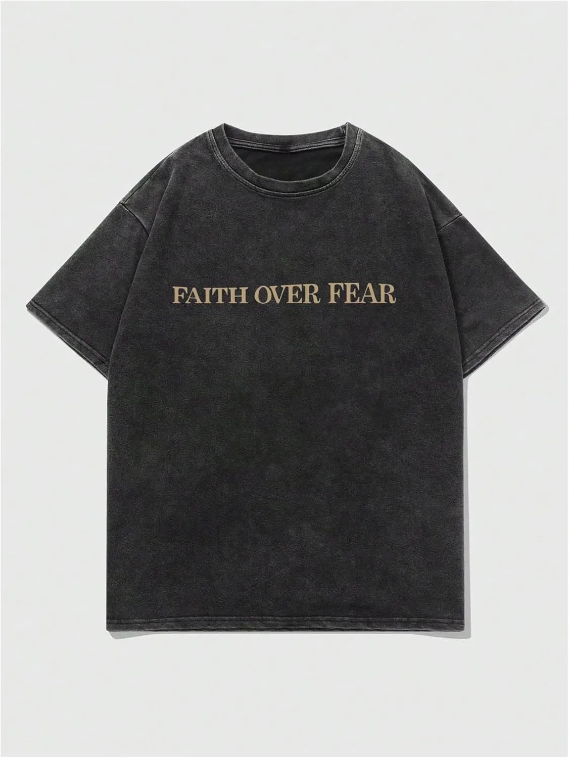 Men's Graphic Tee Shirt Oversized Drop Shoulder Vintage T-Shirt Letter Print Streetwear Casual Summer Tops