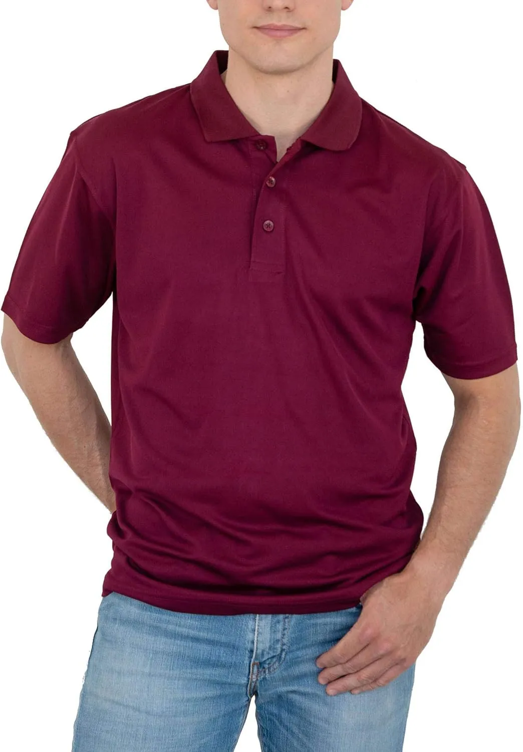 Men's Polo Shirt  Performance Quick Dry Short Sleeve Lightweight Regular Fit Classic Pique Casual Collared Top