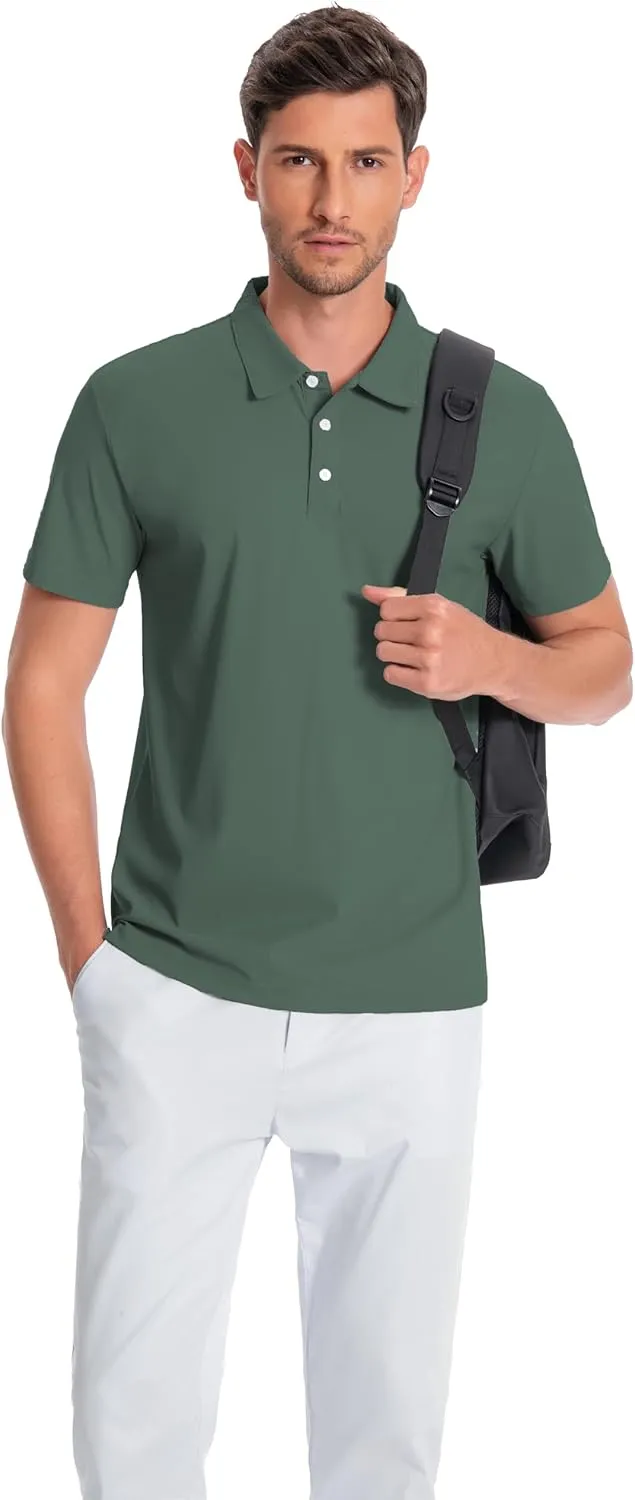 Mens Polo Shirts Collar Short Sleeve Golf Shirt Quicky Dry Moisture Wicking Lightweight Polo T-Shirt