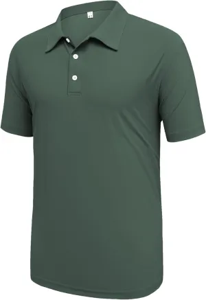 Mens Polo Shirts Collar Short Sleeve Golf Shirt Quicky Dry Moisture Wicking Lightweight Polo T-Shirt