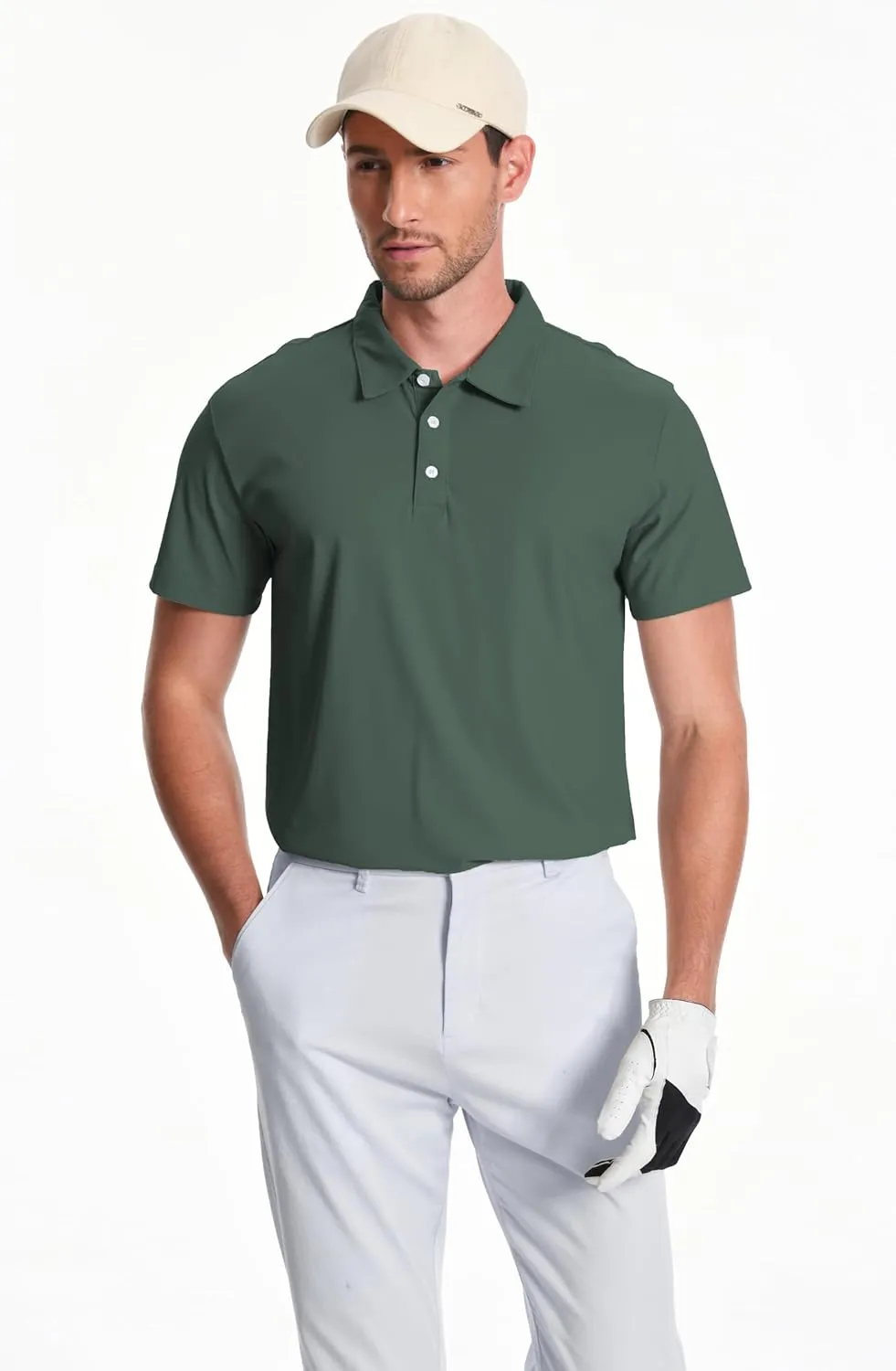 Mens Polo Shirts Collar Short Sleeve Golf Shirt Quicky Dry Moisture Wicking Lightweight Polo T-Shirt