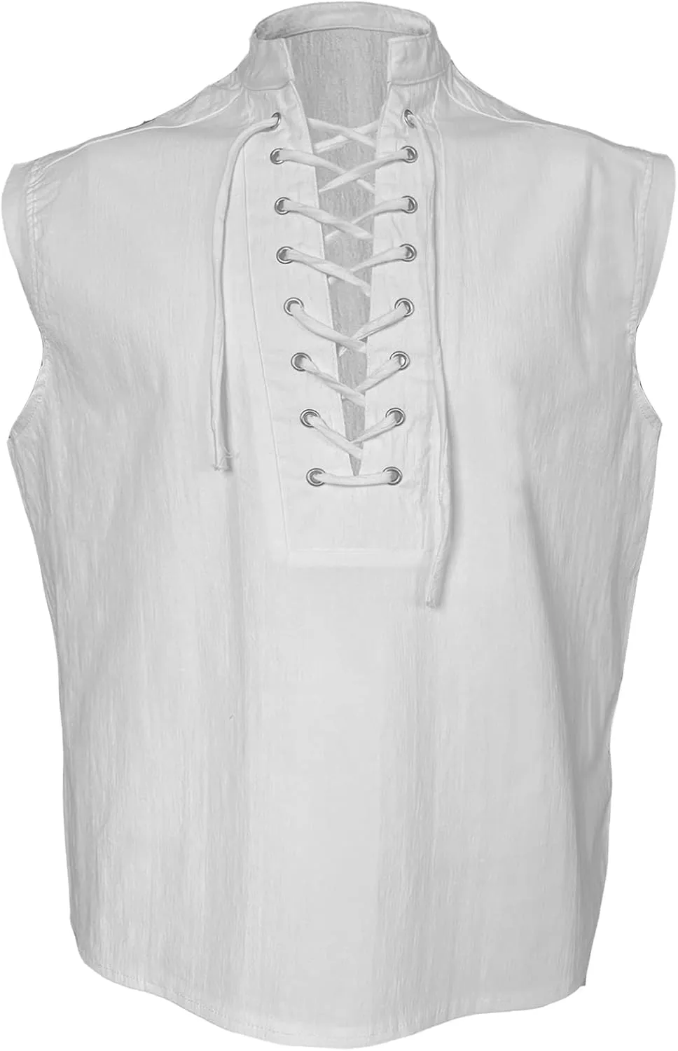 Mens Renaissance Shirt Medieval Viking Lace Up Sleeveless Shirts Pirate T-Shirt Costume Victorian Tank Top