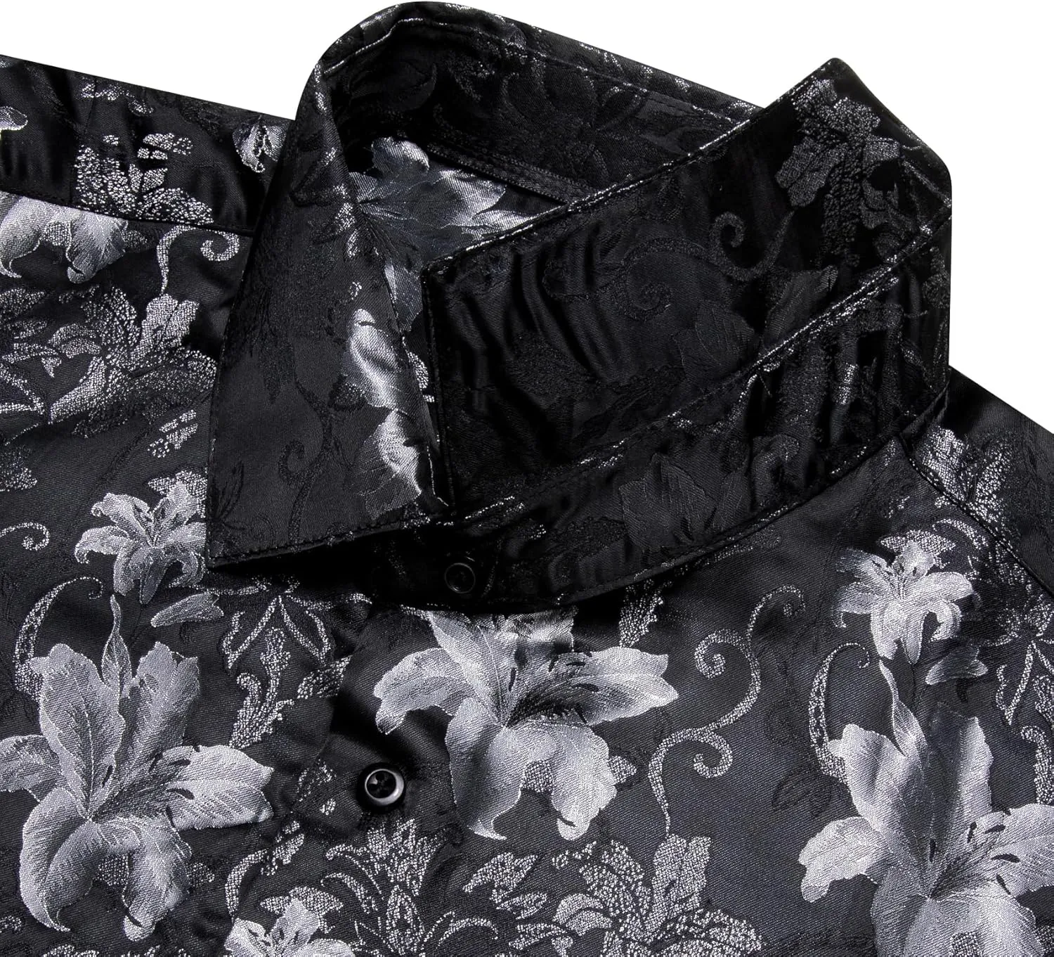 Mens Silk Paisley Dress Shirt Casual Button Down Shirt Long Sleeve Western Floral Shirts Wedding Party Holiday
