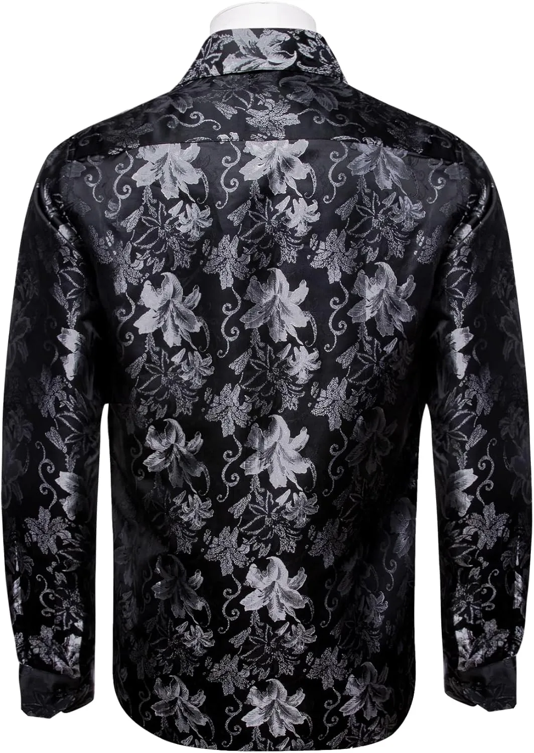Mens Silk Paisley Dress Shirt Casual Button Down Shirt Long Sleeve Western Floral Shirts Wedding Party Holiday