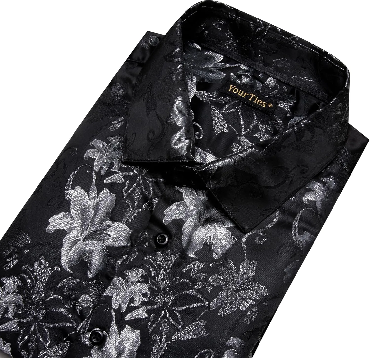 Mens Silk Paisley Dress Shirt Casual Button Down Shirt Long Sleeve Western Floral Shirts Wedding Party Holiday
