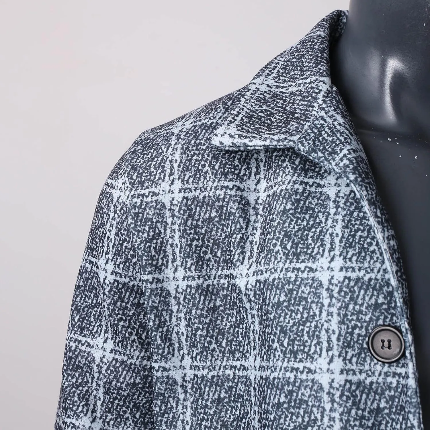 Mens Single Breasted Trench Coat Winter Wool Blend Pea Coat Oversized Warm Lapel Work Business Jacket Outerwear Coats